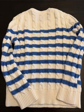 Crewcuts girls White & Blue Striped Cable-Knit Sweater size M 8-9